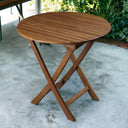 Rounded Solid Wood Folding Outdoor Side Table - Brown