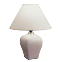 Ceramic Bedside Table Lamp With Off-White Shade - White