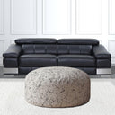 Round Abstract Pouf Cover - Beige