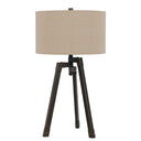 Metal Tripod Table Lamp With Tan Drum Shade - Charcoal - HomeRoots - Table Lamps - Elite Enclave Home