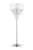 Steel Three Light Candelabra Floor Lamp With Drum Shade - Silver White - HomeRoots - Floor Lamps - Elite Enclave Home