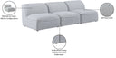 Miramar - 3 Seat Armless Modular Sofa - Meridian Furniture - Stationary Sectionals - Elite Enclave Home