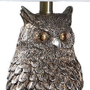 Resin Owl Table or Desk Lamp - Antiqued Silver