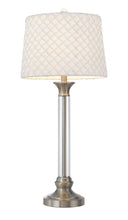 Metal Table Lamp With White Empire Shade - Nickel