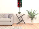 Mod Table Lamp With Black And Red Drum Shade - Steel