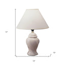 13" Ceramic Bedside Table Lamp With Off-White Shade - White