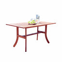 59" Solid Wood Outdoor Dining Table With Umbrella Hole - Brown