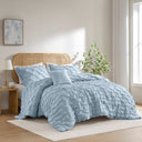 Bailey - Twin/Twin Long Diamond Pucker Comforter Set - Blue