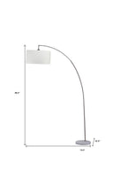 Arc Floor Lamp With White Drum Shade - White And Silver - HomeRoots - Floor Lamps - Elite Enclave Home