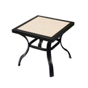 Square Ceramic Outdoor Side Table - Beige And Ivory