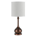 Metal Round Table Lamp With White Drum Shade - Rust - HomeRoots - Table Lamps - Elite Enclave Home