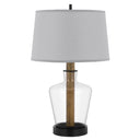 Metal Novelty Table Lamp With Gray Empire Shade - Black