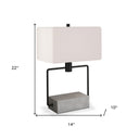 Mod Table Lamp With White Rectangular Shade - Gray And Black