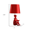 Bedside Table Lamp With Red Empire Shade - Red - HomeRoots - Table Lamps - Elite Enclave Home