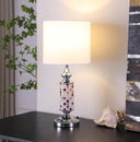 Bedside Table Lamp With Drum Shade - Silver / White