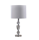 Cut Faux Crystal Glam Table Lamp With White Classic Drum Shade - Clear