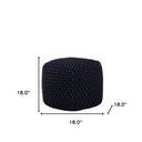 Cotton Blend Pouf Ottoman - Navy Blue