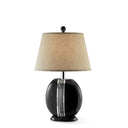 Polyresin Lamp With Beige Fabric Shade - Black