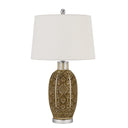 Metal Table Lamp With Off - White Empire Shade - Brown - HomeRoots - Table Lamps - Elite Enclave Home