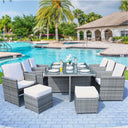 11 Piece Glass Dining Set - Clear And Gray