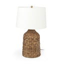Lamp Base LED With White Shade - Brown