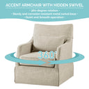 London - Skirted Swivel Chair - Beige Multi - Martha Stewart - Swivel Chairs - Elite Enclave Home