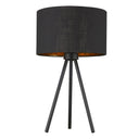 Metal Tripod Table Lamp With Black Drum Shade - Black