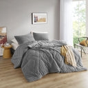 Kyla - King/California King Double Diamond Quilted Teddy Comforter Set - Gray - Comfort Spaces - Comforters & Sets - Elite Enclave Home