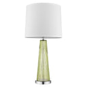 Glass Buffet Lamp With Off-White Empire Shade - Green