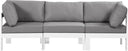 Nizuc - Outdoor Patio 3 Seat Modular Sofa With White Frame - Meridian Furniture - Stationary Sectionals- Elite Enclave Home