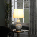 Table Lamp With White Globe Shade - White