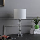 21" Bedside Table Lamp With White Drum Shade - Silver