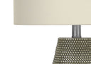 24" Round Table Lamp With Ivory Drum Shade - Gray - HomeRoots - Table Lamps - Elite Enclave Home