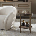 Cusano - Round Dark Marble Accent Table - Brass / Brown