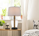 Metal Novelty Table Lamp With Gray Empire Shade - Black