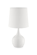 Metal Bedside Table Lamp With Shade - White