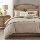 Grace - 9 Piece Geometric Comforter Set - Taupe