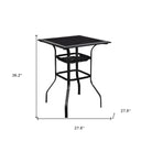 Square Glass Outdoor Bistro Table - Black