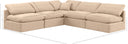 Indulge - Velvet 5 Piece Modular Corner Armless Sectional - Meridian Furniture - Stationary Sectionals - Elite Enclave Home