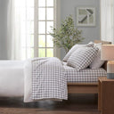 Cozy Flannel - 4 Piece Full Printed Sheet Set - Gray Herringbone Check