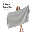 800GSM - 2 Piece Set Bath Sheet Antimicrobial - Silver