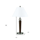 Metal Geometric USB Table Lamp With White Empire Shade - Nickel