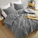 Kyla - Twin/Twin Long Double Diamond Quilted Teddy Comforter Set - Gray - Comfort Spaces - Comforters & Sets - Elite Enclave Home