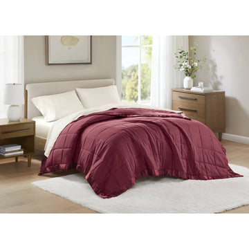 Windom - Lightweight Down Alternative Blanket With Satin Trim - Burgundy