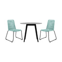 3 Piece Round Stone Dining Set With Two Chairs - Gray And Light Blue