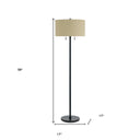 Two Light Traditional Shaped Floor Lamp With Brown Rectangular Shade - Bronze - HomeRoots - Floor Lamps - Elite Enclave Home