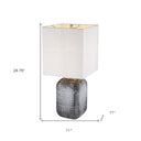 Ceramic Table Lamp With White Square Shade - Blue And Gray