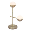 Metal Bedside Table Lamp With Off-White Globe Shade - Brass