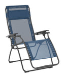 28" Metal Outdoor Zero Gravity Chair With Blue Cushion - Blue