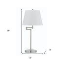 Metal Table Lamp With Off - White Empire Shade - Nickel - HomeRoots - Table Lamps - Elite Enclave Home